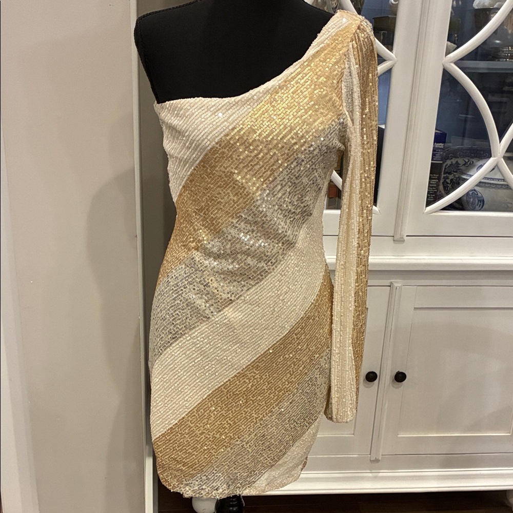 Thirty Thirty Shoulder  Sequined NYE Dress